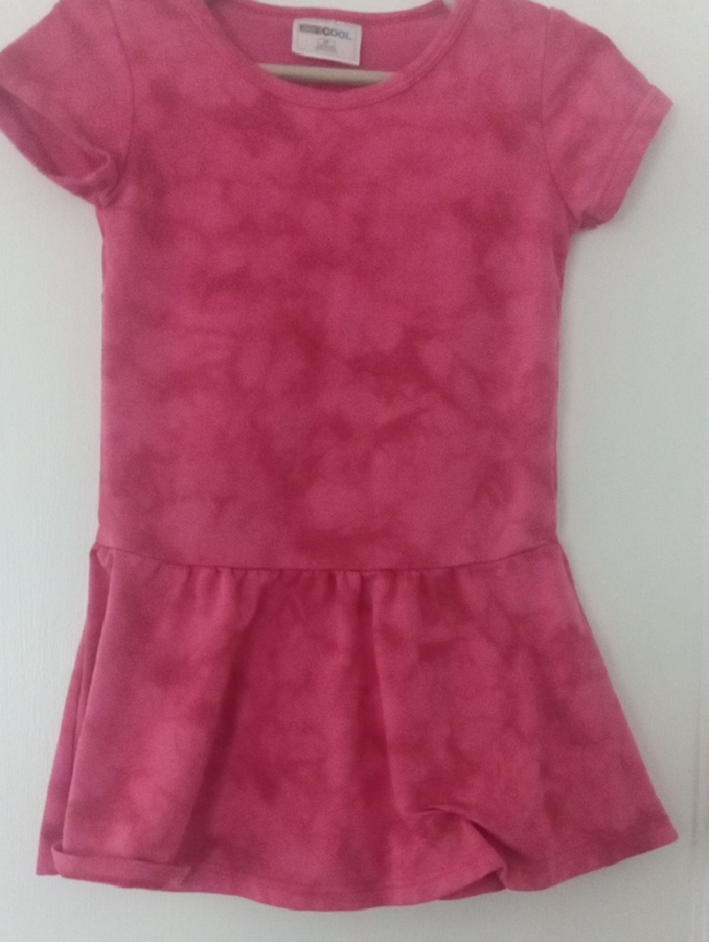 Tie-Dye Pink Short Sleeve Peplum Dress 2t